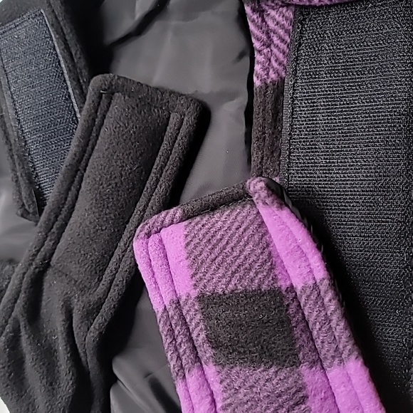 Fragralley Dog Purple Plaid Reversible Fall Winter Coat with Harness Hole Size L - Picture 6 of 9